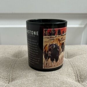 Yellowstone National Park Black Coffee Mug Bison Graphic Like New